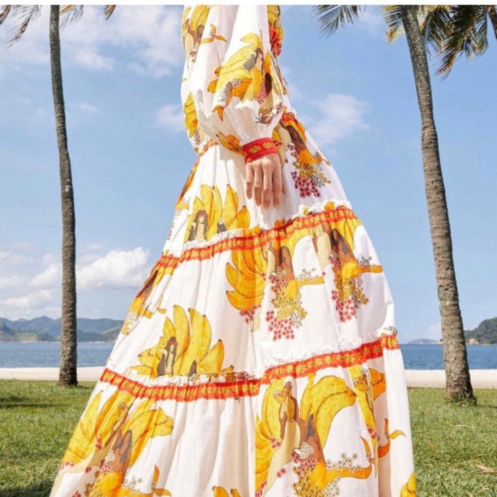 Farm Rio Off-White Mermaid Bananas Maxi Skirt - Picture 2 of 6